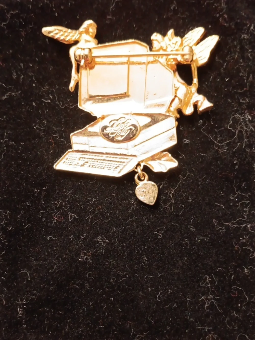 Kirk's Folly Angel  Gold-Tone Decorative Fairy Computer Brooch with Heart Charm